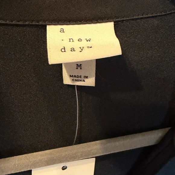 a new day Black Satin Tie-Front Blouse - Picture 5 of 6